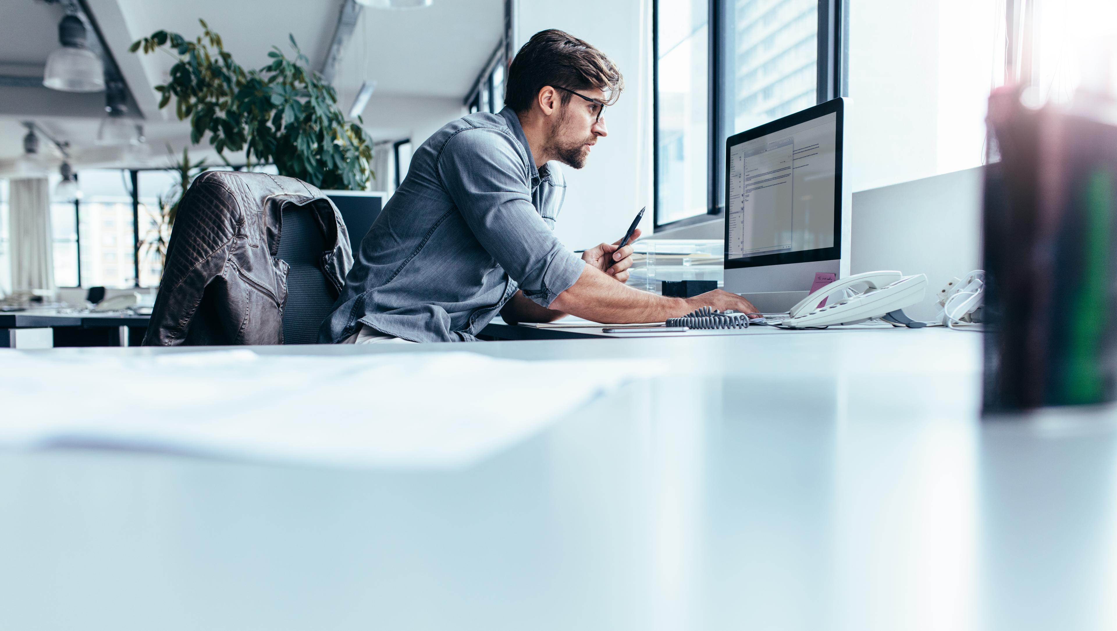 man using a computer